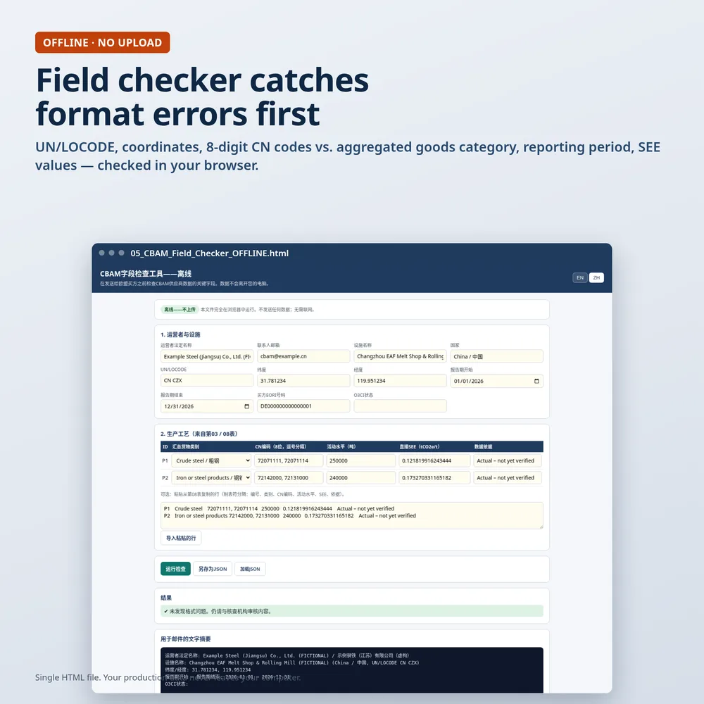 Offline CBAM field checker