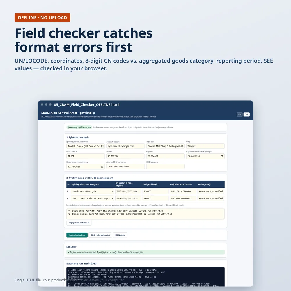 Offline CBAM field checker